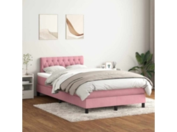 Vidaxl Cama Com Molas/colchão 120x220 Cm Veludo Rosa