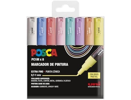 Marcadores Craftelier Conjunto De 8 Pc1m Cor Pastel Ponta Cônica Extrafina Indelével