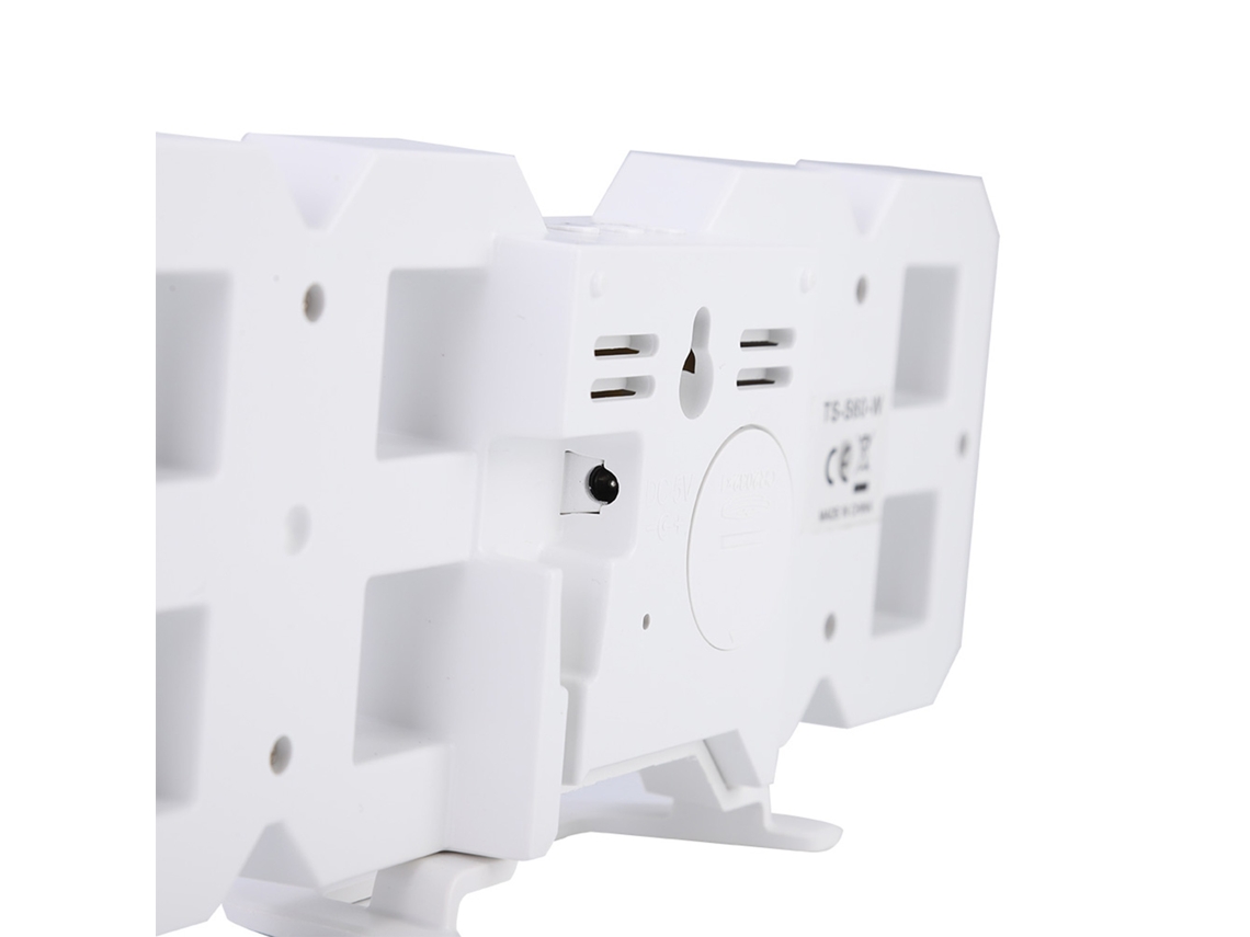 Relógio De Parede Led Eoocoo Com Alarme (modelo Tridimensional, Combinação De Cores Branco E Vermelho)
