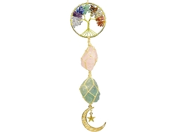 Pedra de chakra árvore da vida, cristais curativos, lua e estrela, ornamentos parede, móvel, janela, carro S/MARCA