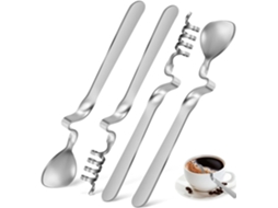 Conjunto De 4 Colheres De Aço Inoxidável Com Ponta Espiral Para Geleias E Sobremesas -