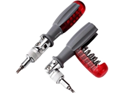 Destornillador de Trinquete Magnético 10 em 1, Mini de Bolso, Aço 45 C6, Manopla Suave, Vermelho, para Espaços Reduzidos S/MARCA