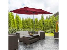 Guarda-sol duplo 4,55x2,65x2,38 m, vinho, manivela, proteção UV | ZIWEI STORE