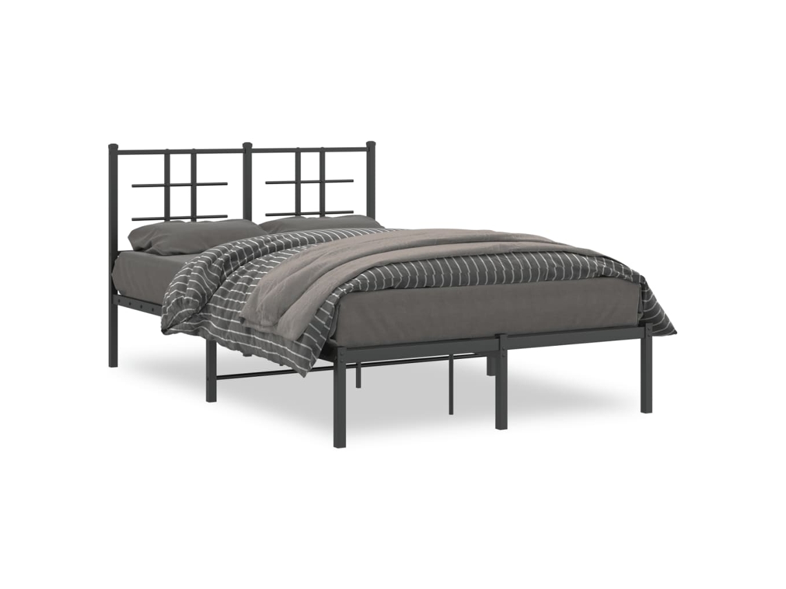 Estrutura de Cama com Cabeceira Metal Preto MAISON EXCLUSIVE 120x200 cm
