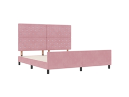 Estrutura De Cama Com Botão Cristal E Estofado Vidaxl Rosa Fabric (180x200 Cm)