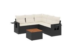 Conjunto Sofás de Jardim 6 Pcs com Almofadões Vime Pe Preto MAISON EXCLUSIVE (6 pcs)