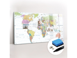 Quadro Magnético De Parede Mapa-múndi Político Para A Sala De Estar Espelharte (120x60 Cm)