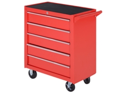 Carrinho Oficina Ferramentas 5 Gavetas Trancáveis, 2 Chaves (aço, Vermelho, 69x33x75 Cm) | S/MARCA