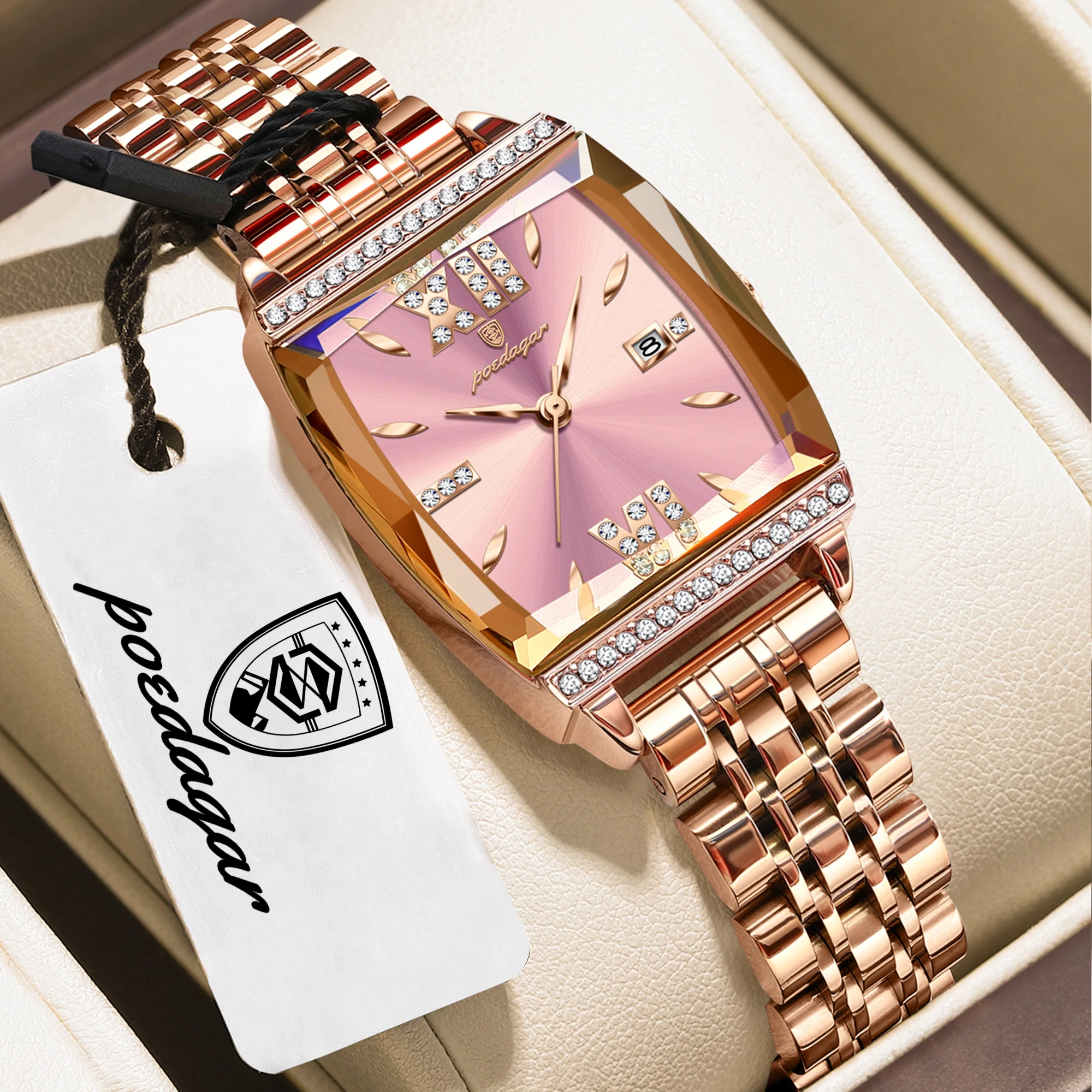 Relógio Feminino Requintado (rosa Dourado), Com Visor De Data De Alta Qualidade, Elegante E À Prova D'água.