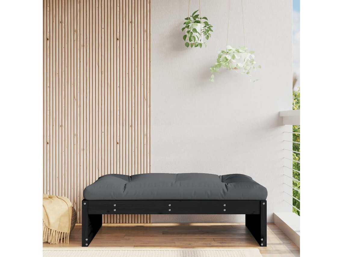 Vidaxl Apoio De Pés Para Jardim 120x80 Cm Pinho Maciço Preto