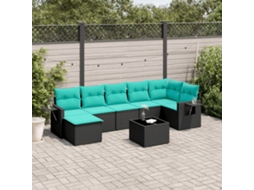 Conjunto de Sofá de Jardim com 7 Peças e Almofadas em Rattan Sintético Cinza VIDAXL