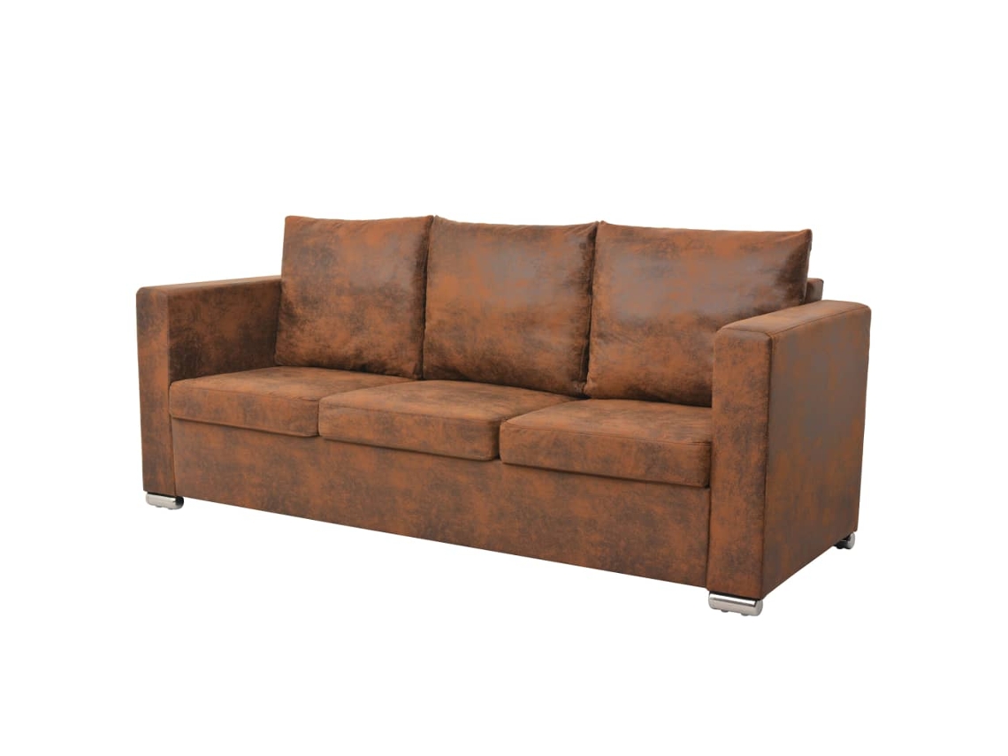 Vidaxl Sofá De 3 Lugares 191x73x82 Cm Camurça Artificial