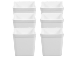 Conjunto De 6 Cestos Perfurados Em Abs Branco Organizar E Armazenar Peças Design Elegante Minimalista Cozinha Ou