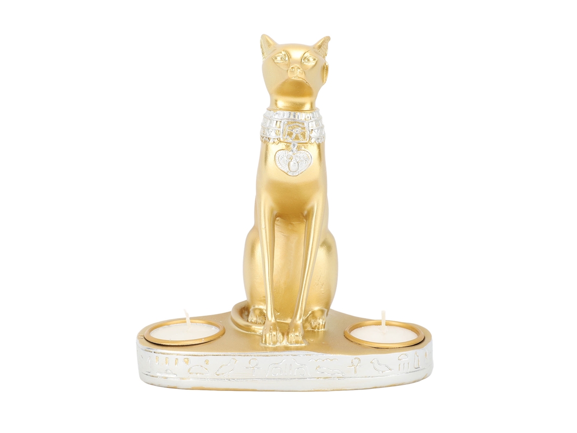 Porta-velas Baok, estátua de gato do Antigo Egito, decoração criativa feita à mão em dourado, figura egípcia.