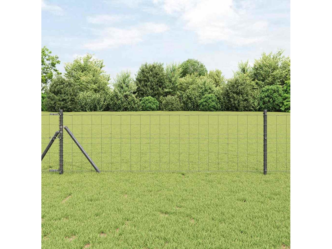 Vidaxl Cerca Euro Cinzeto 0,4 X 25 M Ferro Revestido De Pvc