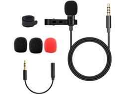 Microfone De Lapela Omnidirecional Leve, Compatível Com Smartphones, Cabo De 1,5 M.