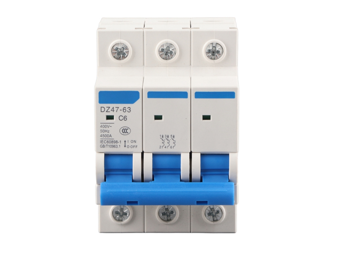 Hkj interruptor de Circuito Miniatura Mcb Dz47 63 3 Polos 400v 6a