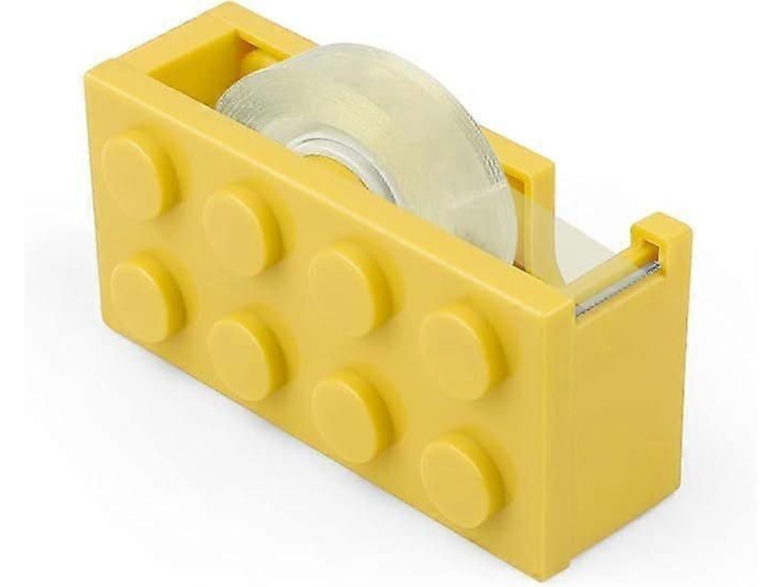 Dispensador de Fita Adesiva , Amarelo, em Formato de Bloco de Montar, Ideal para Escritórios, Restaurantes e Floriculturas. GOKOCO (1 Unidade)