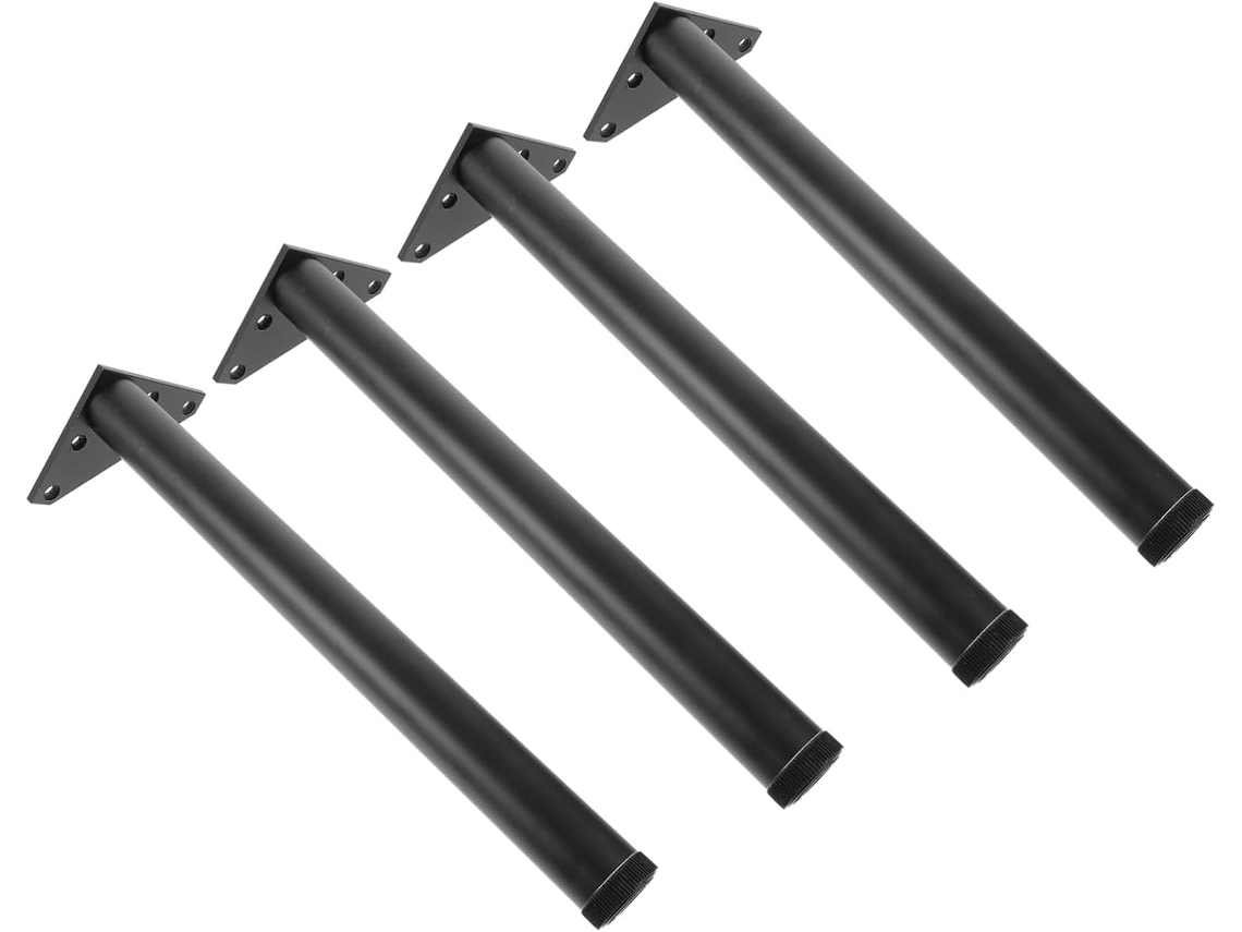 Operitacx Conjunto De 4 Pés Apoio Triangulares Ajustáveis 30cm Em Liga Alumínio Preto Para Móveis Cama Madeira