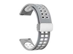 Pulseira De Relógio De Silicone Bicolor Com Fecho Dobrável De Furos Duplos Na Cor Prata