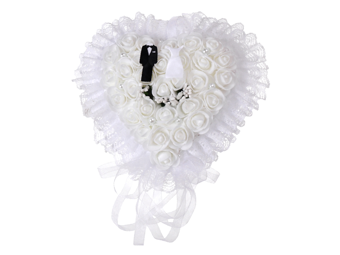Almohadilla Para Anillos De Boda En Forma De Corazón Blanco Elegante, Porta Anillos Novio Novia Caja
