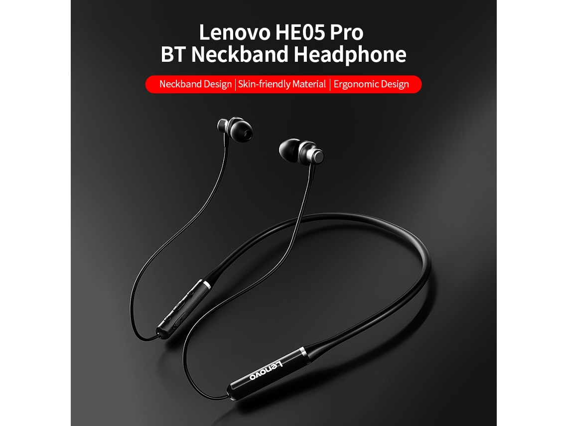 Fone De Ouvido Sem Fio Lenovo He05 Pro Bt5.0, Prova D'água Ipx5, Fone De Ouvido Esportivo Com Microfone, Vermelho