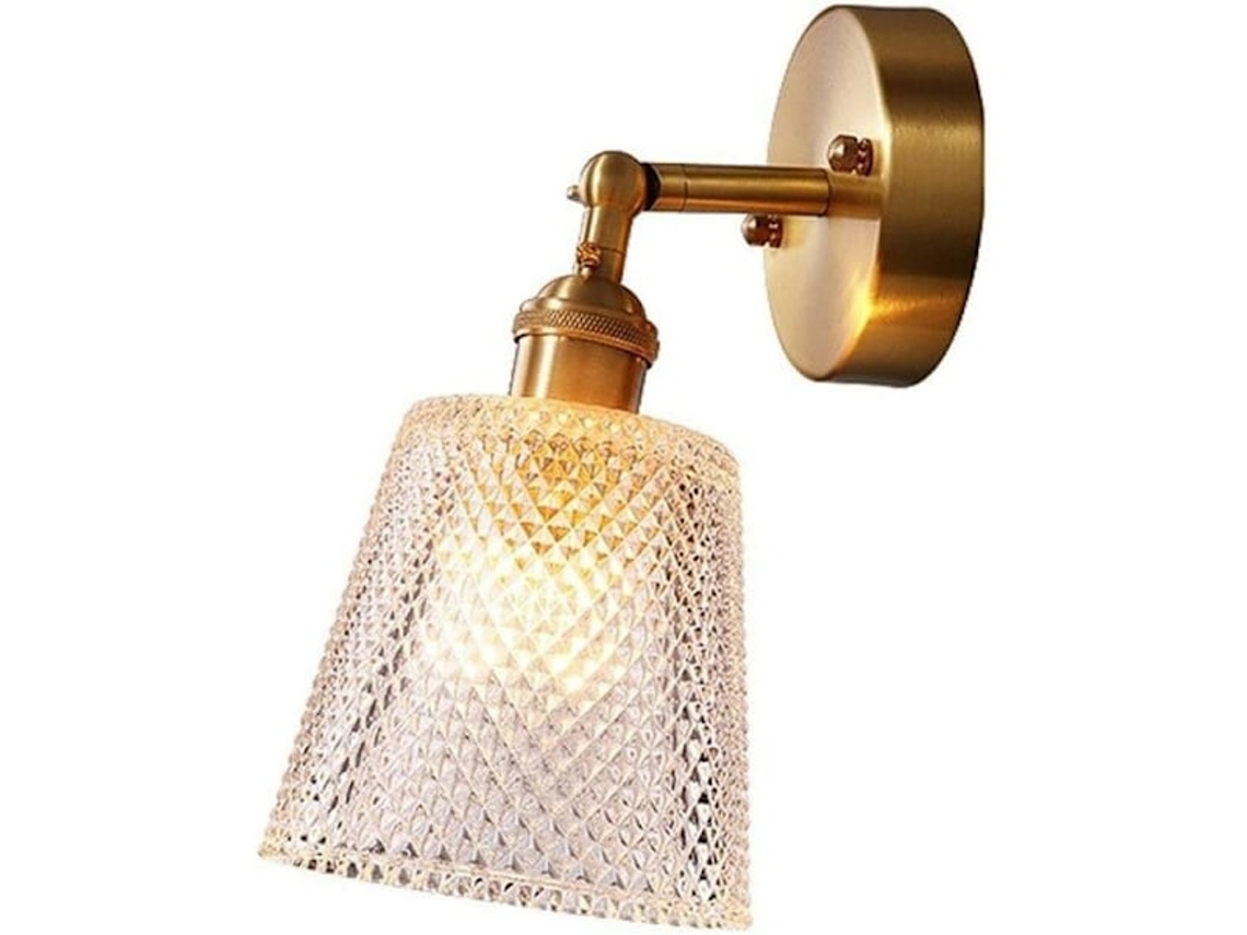 Aplique Moderno Cobre E Vidro Para Quarto E Casa De Banho