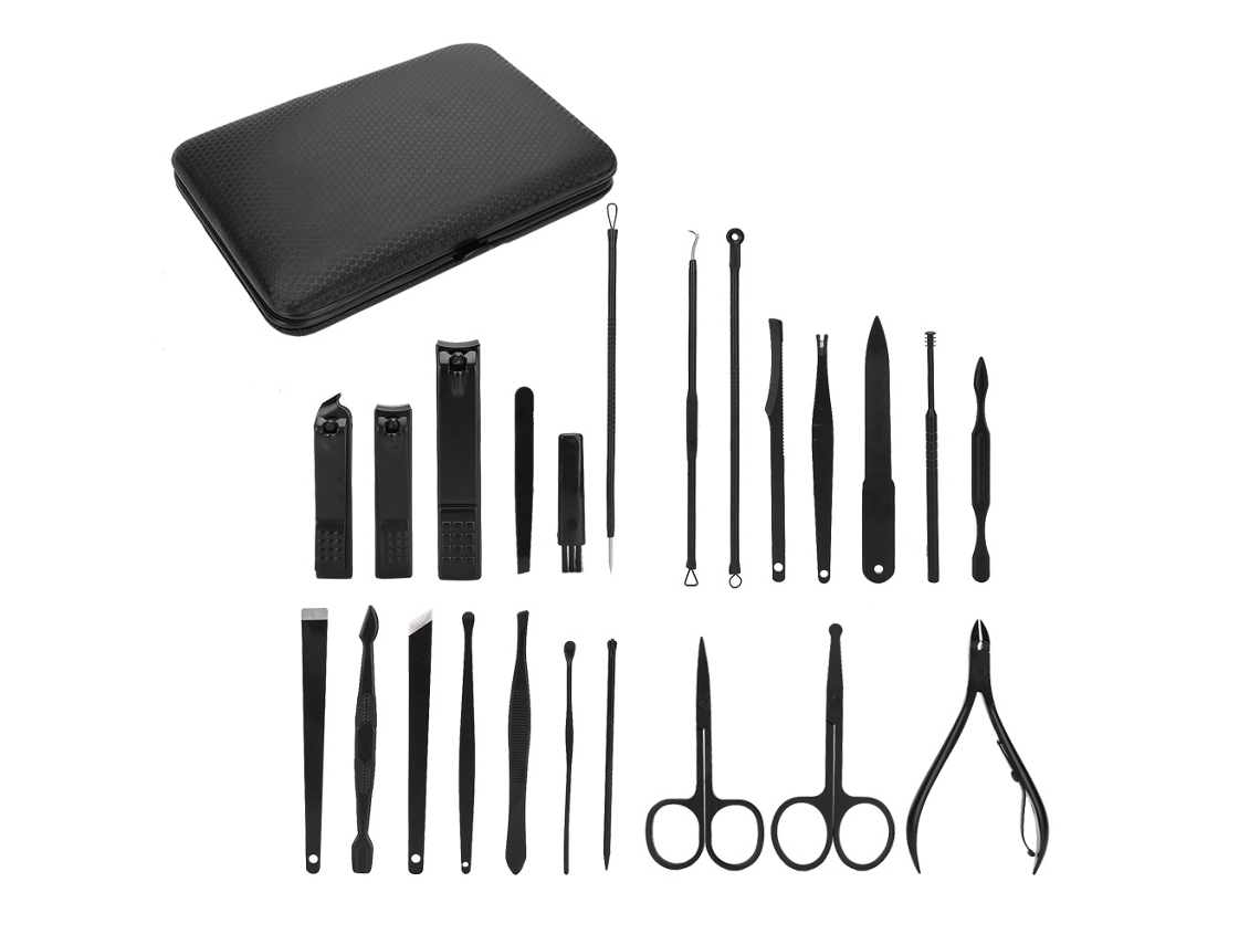 2026altiro-kit De Manicure E Pedicure Com 23 Peças: Lâmina, Tesoura De Sobrancelha, Cortador De Unhas, Lixa E Curet De Aço Inoxidável
