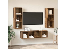 Vidaxl Conjunto De Móvel De Tv 3 Pcs Madeira Antiga Madeira Processada