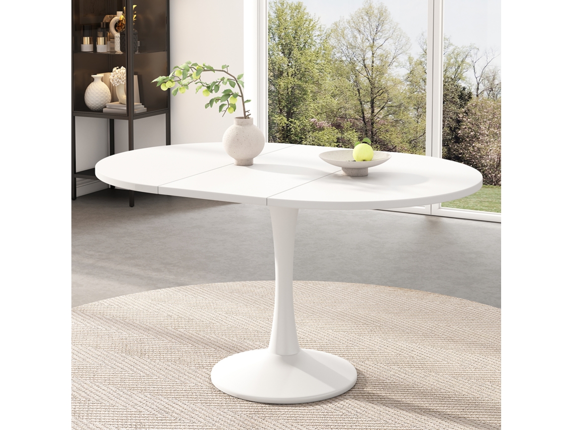 Mesa Oval De Jantar Extensível Branca, Mesa De Café Moderna E Simples Para Sala De Jantar E Estar Moderna Bga Store