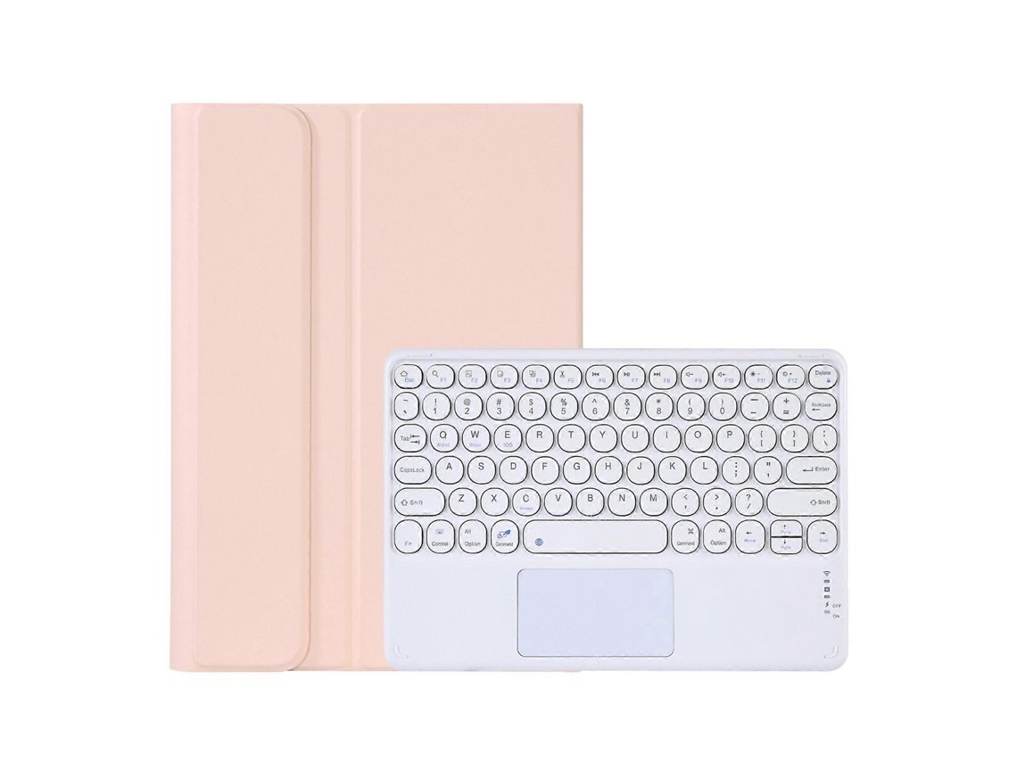 Capa Para Tablet Y0n5-a Em Tpu Com Textura De Pele De Cordeiro, Teclado Bluetooth Com Teclas Redondas, Suporte E Touchpad Para Xiaomi Pad 5 / 5 Pro (p