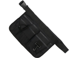 Cinto organizador portátil para ferramentas de jardinagem, em tecido Oxford leve, ajustável e com diversos compartimentos profundos.