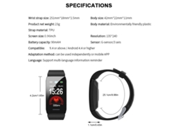 Pulseira Inteligente EOOCOO (Frequência Cardíaca, Bluetooth)