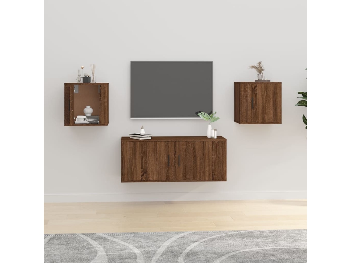 Vidaxl Móveis de Tv de Parede 2 Pcs 40x34,5x40 Cm Carvalho Castanho