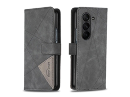 Capa De Celular De Couro Com Textura De Losango E Fivela Magnética