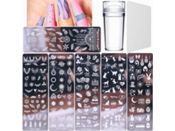 12 Placas De Carimbo Para Unhas, Com 1 Carimbo E 1 Raspador (drea Brilvibera