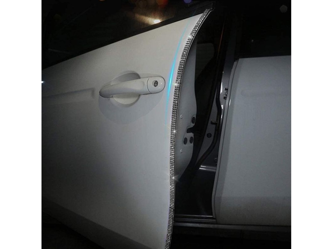 Fita de Proteção Anti risco para Borda de Porta de Carro com Cristais Brilhantes, 4 Peças