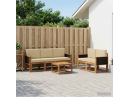 Vidaxl Conjunto De Sofás Para Exterior Com Almofada 6 Pcs Natural