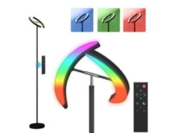 Luminária De Chão Rgb, Com Intensidade Regulável E Opções De Iluminação Multicolorida, Giratória, Preta.