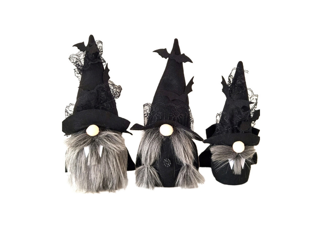 Gnomos de Pelúcia de Halloween Boneca Preta Sem Rosto para Festa de Halloween Decoração de Mesa para Casa Conjunto de 3