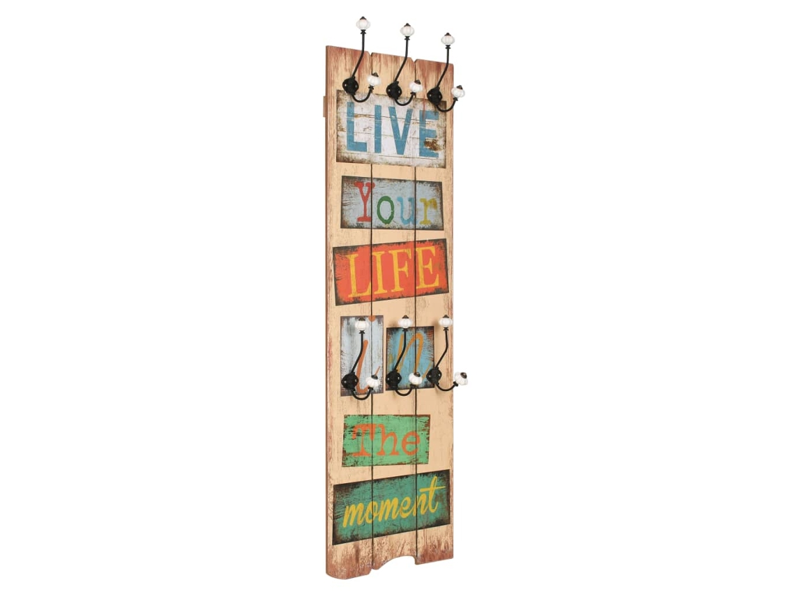 Vidaxl Bengaleiro De Parede Com 6 Ganchos 120x40 Cm Live Life