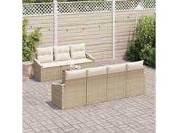 Vidaxl Conjunto De Sofá De Jardim 8 Unid. Bege Vime Pe
