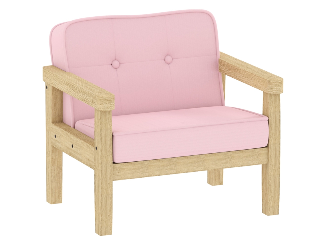 Poltrona infantil de veludo cotelê macio, estrutura de madeira, assento e encosto acolchoados 46,5x44x45 cm rosa S/MARCA