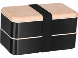 Lancheira Escolar De 1, 2l, Design De Camada Dupla, Caixa Bento De Plástico E Madeira, Durável E Fácil De Transportar
