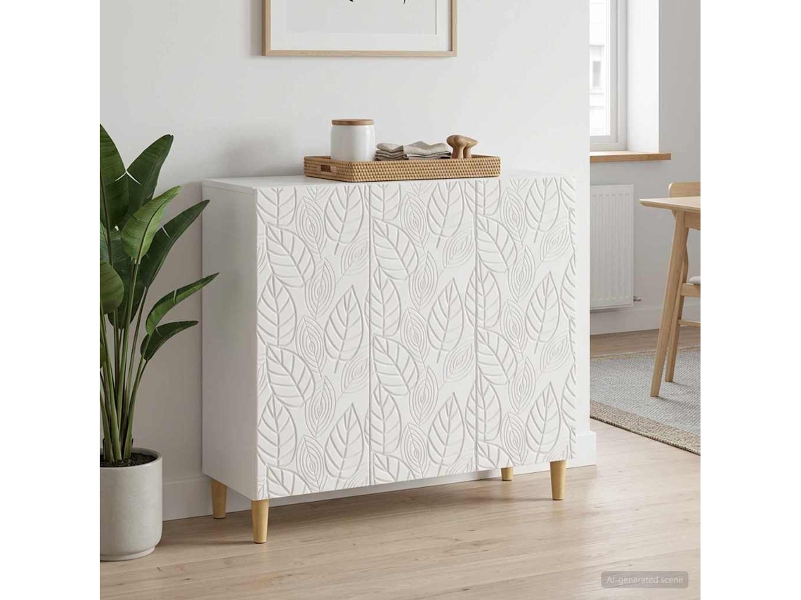 Vidaxl Buffet Branco Brilhante 89 X 34,5 X 80 Cm Derivados De Madeira