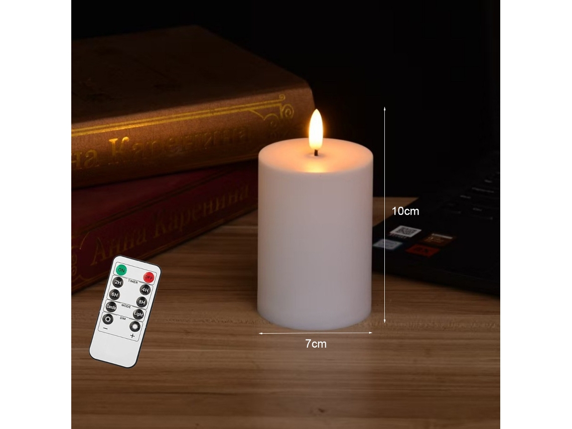 Luzes Grandes para Áreas Externas de 12" X 4" e Temporizador Remoto, Luz Led Piscante, Alimentada por Bateria, Cera Real para Pátio BRILVIBERA