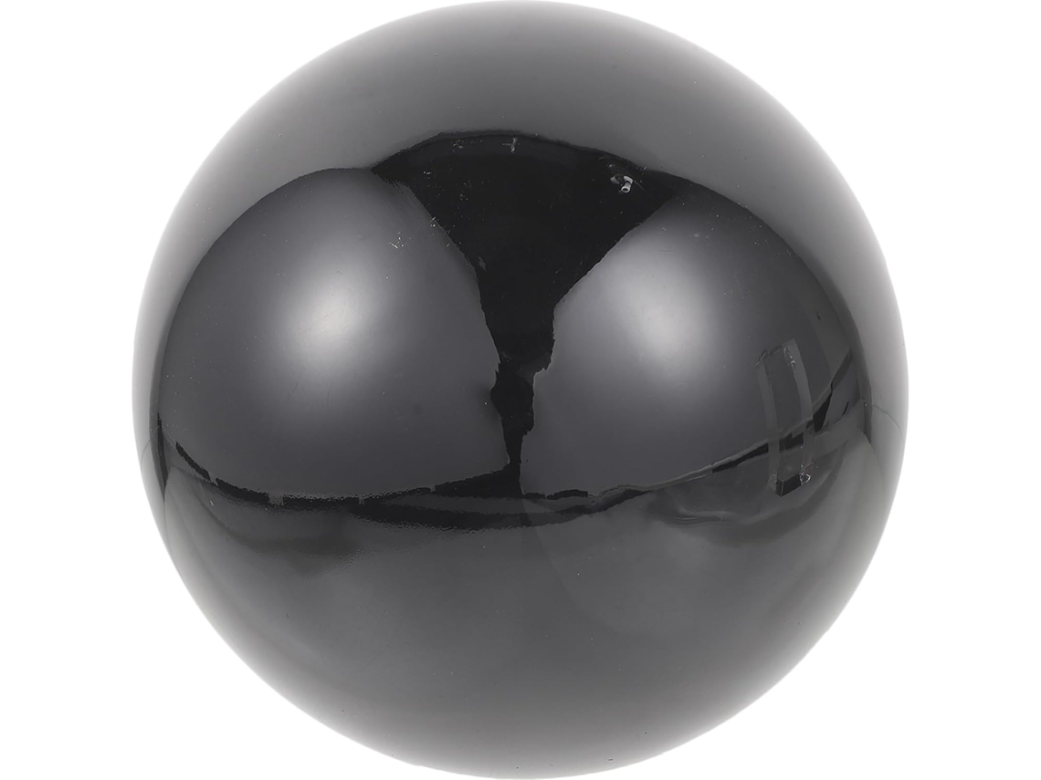 Bola de jardim em aço inoxidável com 150 mm de diâmetro, esfera espelhada refletora preta brilhante.