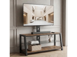 Móvel para TV Preto e Madeira Natural, 4 Portas Texturizadas, Abertura por Pressão, Pés Madeira, para Tvs 65-75 polegadas, 170x38x47 cm KOMHTOM