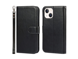 Capa Para Iphone 15 Plus Pele Sintética Preto