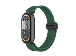 Bracelete para Xiaomi Smart Band 10/9/8 Nylon Elástico Cabeça de Metal Fivela Magnética de Plástico Verde Exército XIAOMOYU
